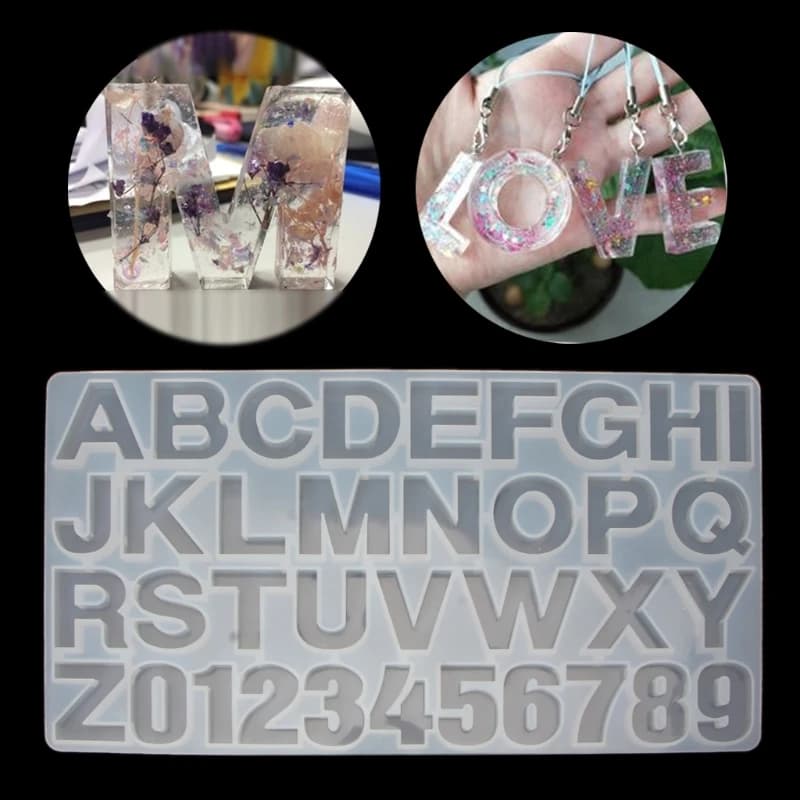E15E Shiny English Keychain Silicone Epoxy Resin Mold DIY Keychain Pendant