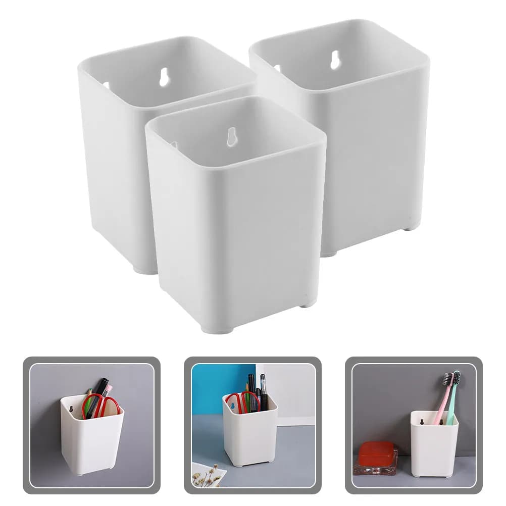 Set di 3 Portapenne da Scrivania e da Parete, Organizzatore Multifunzione, Scatola Portaoggetti per Ufficio