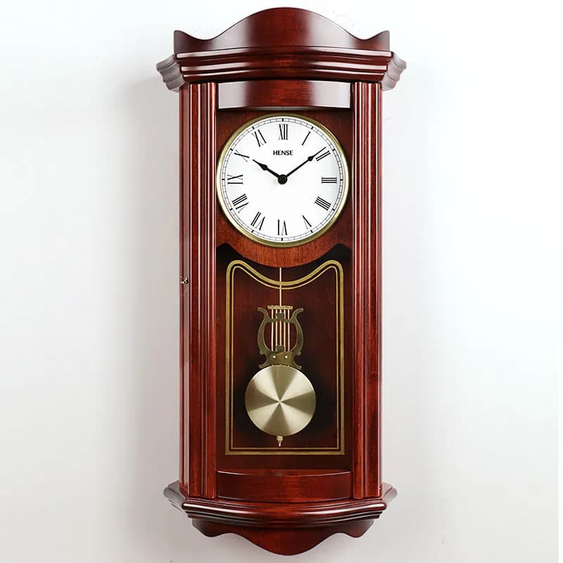 Orologio da parete silenzioso, orologio a pendolo in legno massello, orologio al quarzo con suoneria