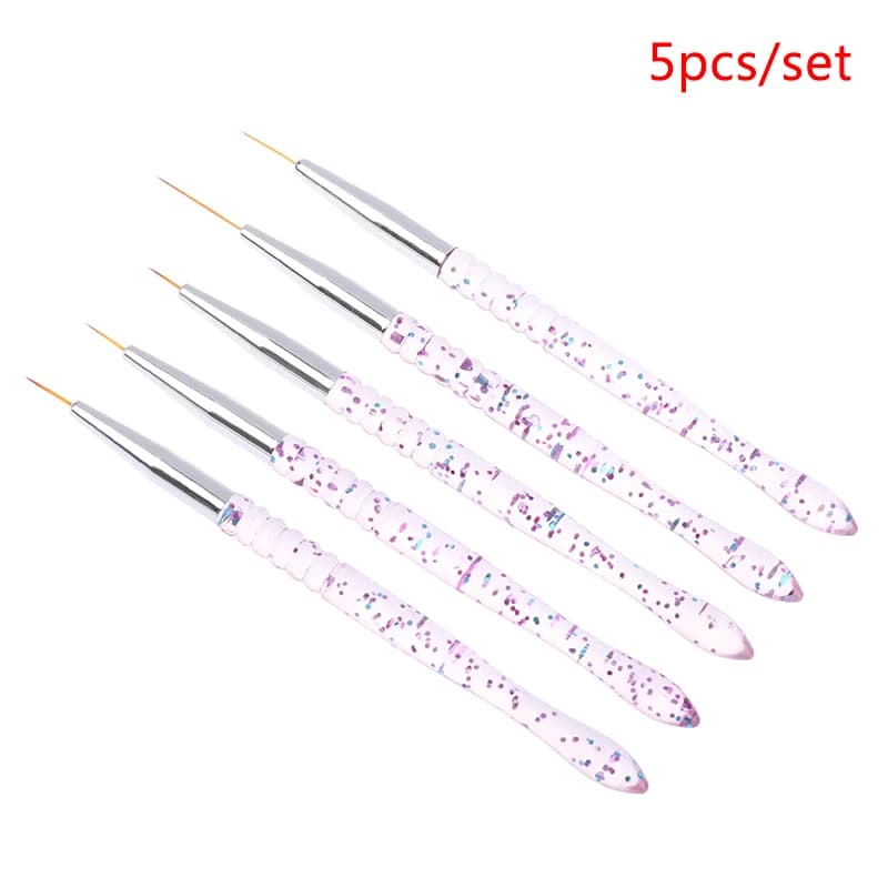 Set di 5 Pennelli per Nail Art Francesi, Penna Ultra-sottile per Disegno, Strumento per Manicure con Gel UV Acrilico