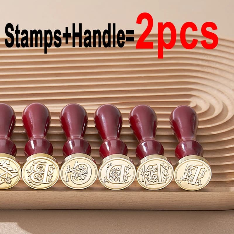 2PCS/SET Vintage Stamp Retro 26 Letters Wax Sealing Stamp Scrapbooking Wax Seal Craft Supplies Invitation/envelop Gift HCZ106-SB