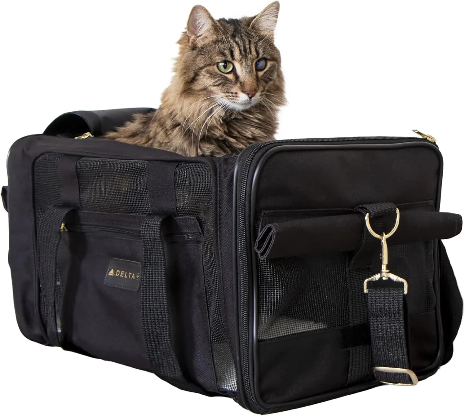 Trasportino per animali domestici approvato dalla compagnia aerea, borsa da viaggio nera media per cani e gatti a bordo