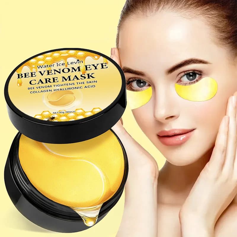 60-piece bee venom eye mask (including honey, glycerin and collagen), moisturizing and firming patches for skin care to remove eye loops and eye bags