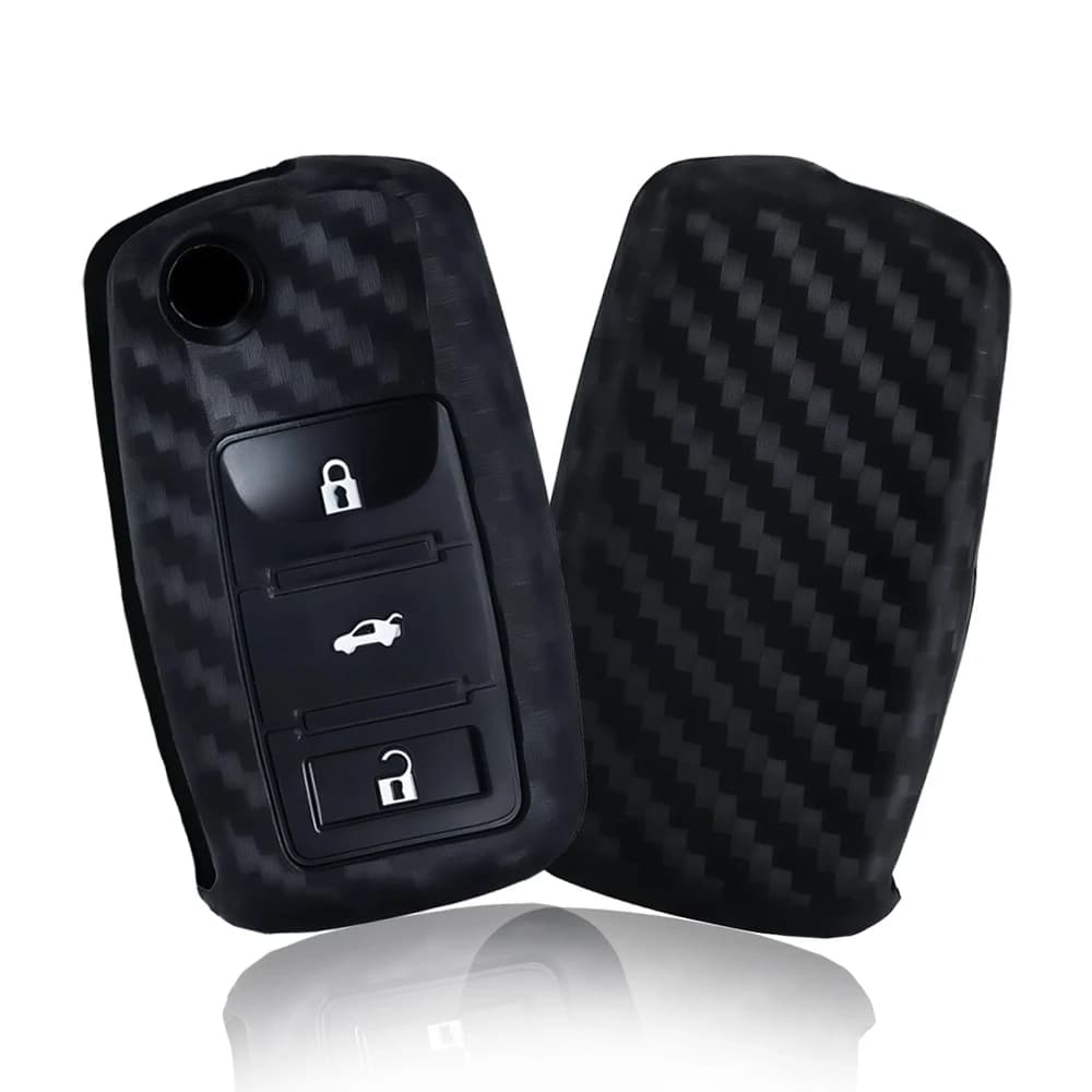 Custodia per chiave auto in fibra di carbonio in silicone per VW Volkswagen Polo Golf Passat Beetle Tiguan Seat Leon Altea Skoda Octavia Kodiaq