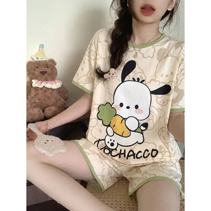 Pigiama Pochacco Best Seller, Nuovo Set Estivo da Donna con Maniche Corte e Pantaloncini, Confortevole Set Regalo per Casa con Motivi Cartoon