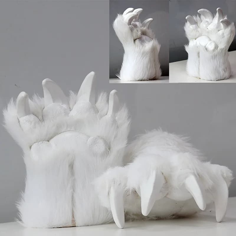 Nuovi guanti con zampa di orso di peluche Halloween artigli di animali carini Cosplay oggetti di scena divertenti per costumi