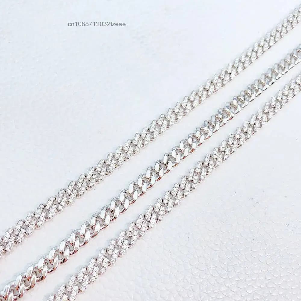Luxury Trending Hiphop Jewelry 6mm Bracelet Women Iced Out Rhodium Plated Full-diamond Moissanite Cuban Link Bracelet.