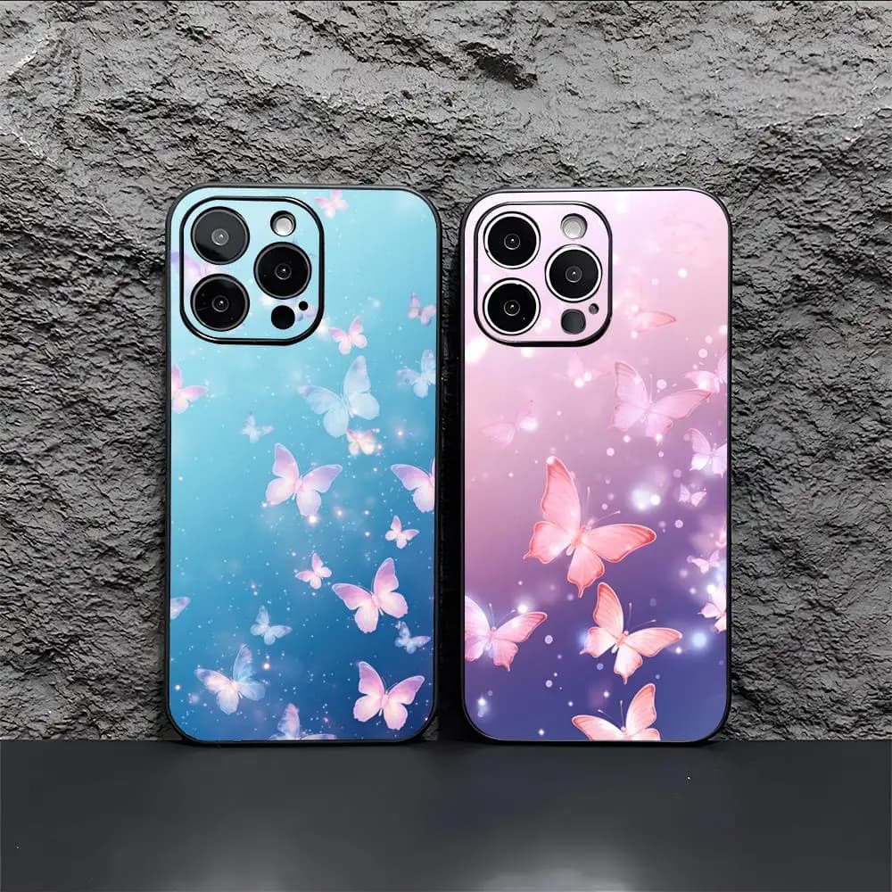 Cover for iPhone 12-17 Air Plus Pro Max Animal-Butterfly Dreamy, glossy and colorful satin, great gift idea