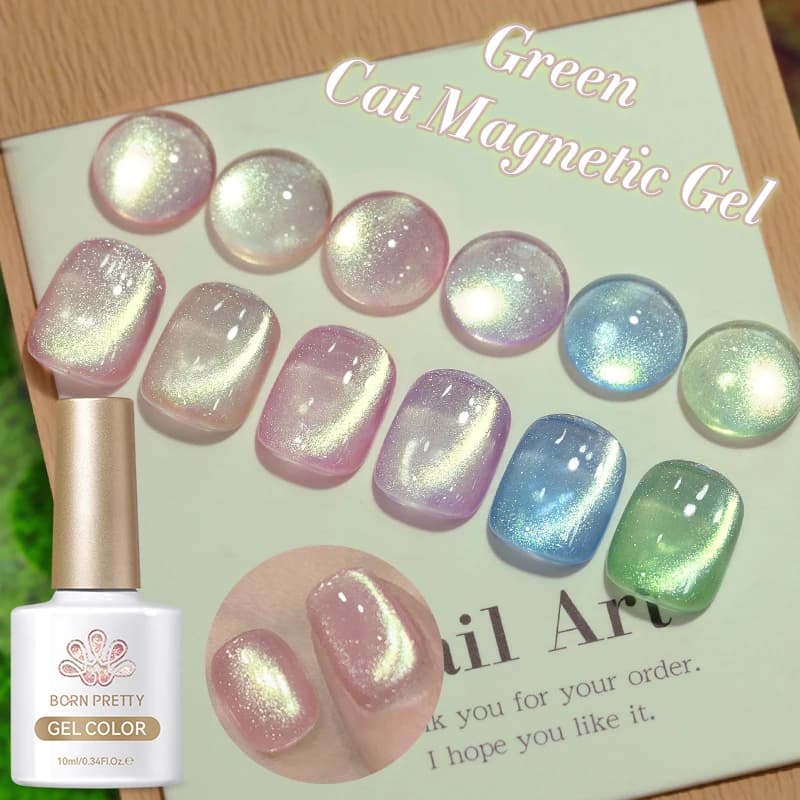 BORN PRETTY 6 colori 10ml Gel magnetico gatto verde Ultra Shine Glitter olografici Semi permanente Soak Off Vernice gel UV LED