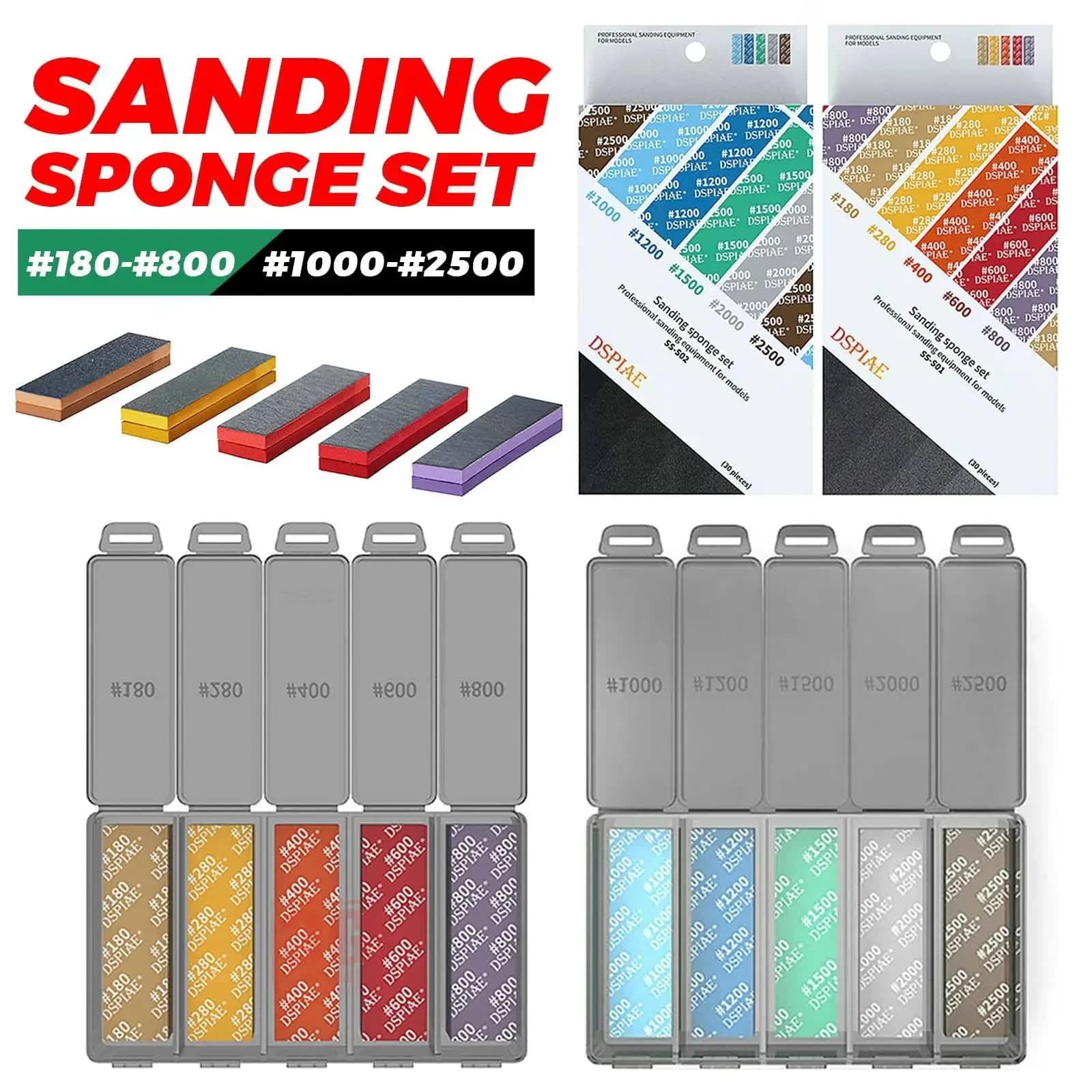 DSPIAE Set di spugne abrasive per modello militare GK Combo Rettifica ad arco Lucidatura Carta vetrata Kit di strumenti per la creazione di carta abrasiva