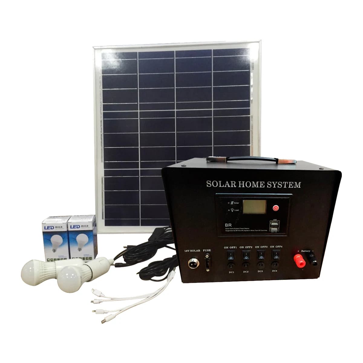 Sistema di energia solare portatile da 50 W con batterie al litio Pannelli solari Kit di illuminazione solare portatili per uso domestico