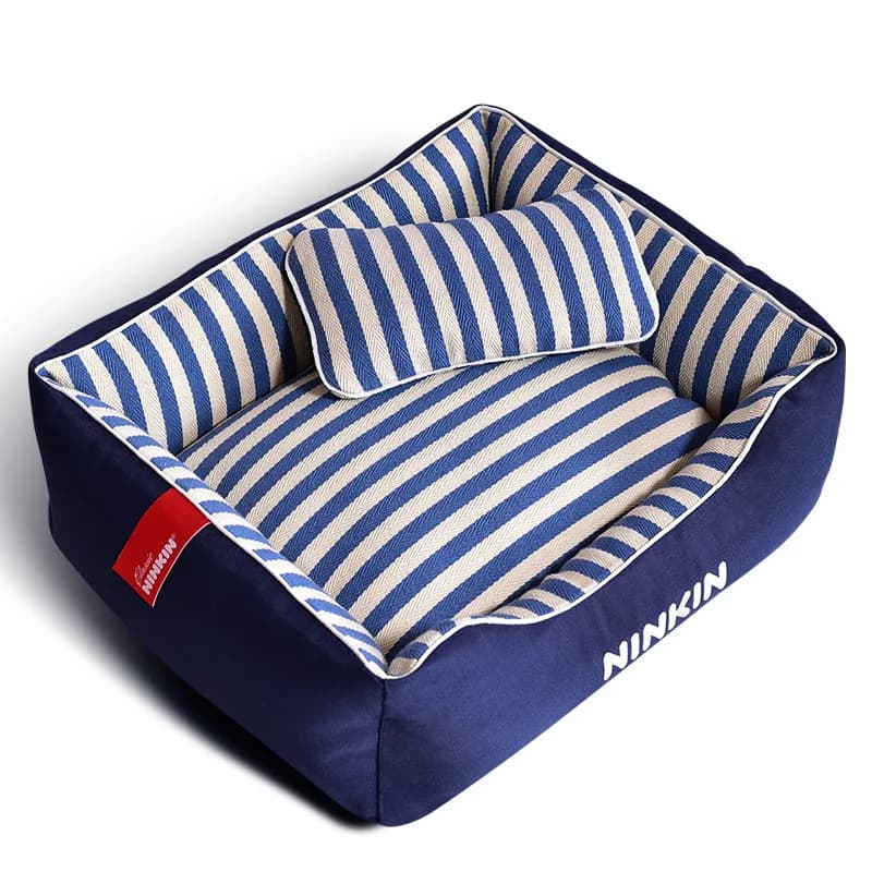 Letto per animali premium con lati per cani di piccola taglia e gatti Letto per cani a righe con rivestimento lavabile e rimovibile Letto per animali resistente ai graffi