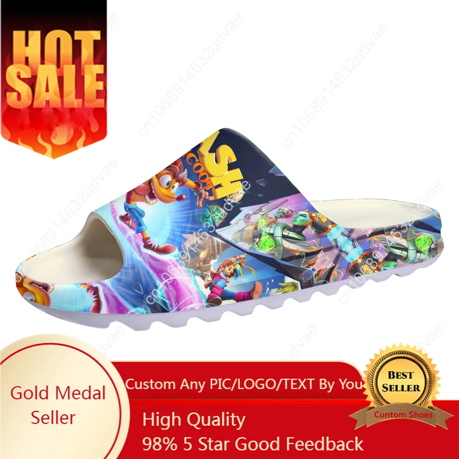Crash Bandicoot Slippers with Soft Sole Customized Pumps for Home Step On Water Shoes Man Woman Teen Bathroom Step In Slliper