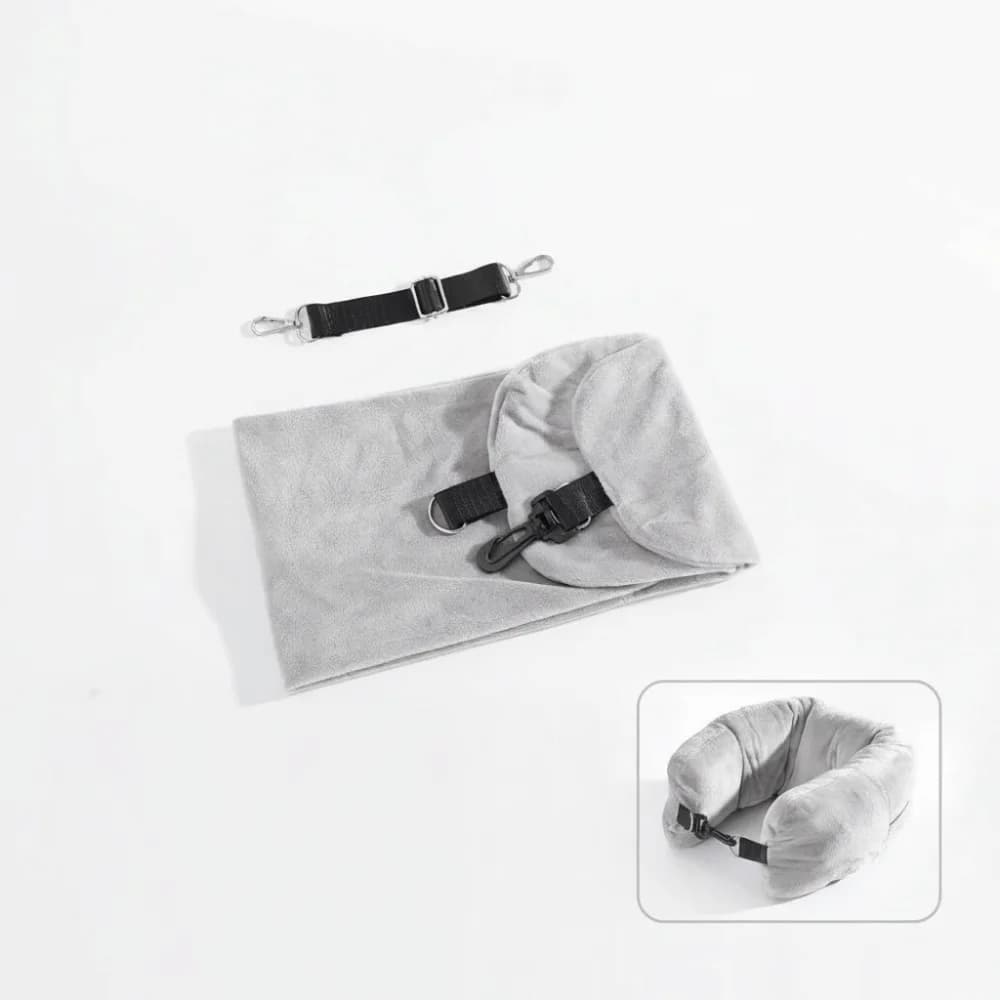 Portable Travel Neck Pillow Solid Color Fillable Storage Bag Pillow Crystal Fleece with Strap Travel Bag Pillow Travel Use