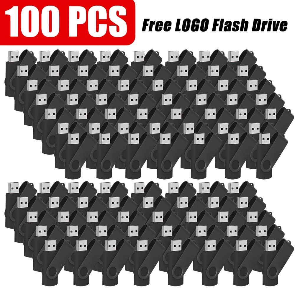 100 pz. Chiavetta USB 2.0 Girevole con Logo Personalizzabile Gratuito, 64GB 32GB, Regalo Aziendale, Penna USB 16GB 8GB 4GB per Archiviazione