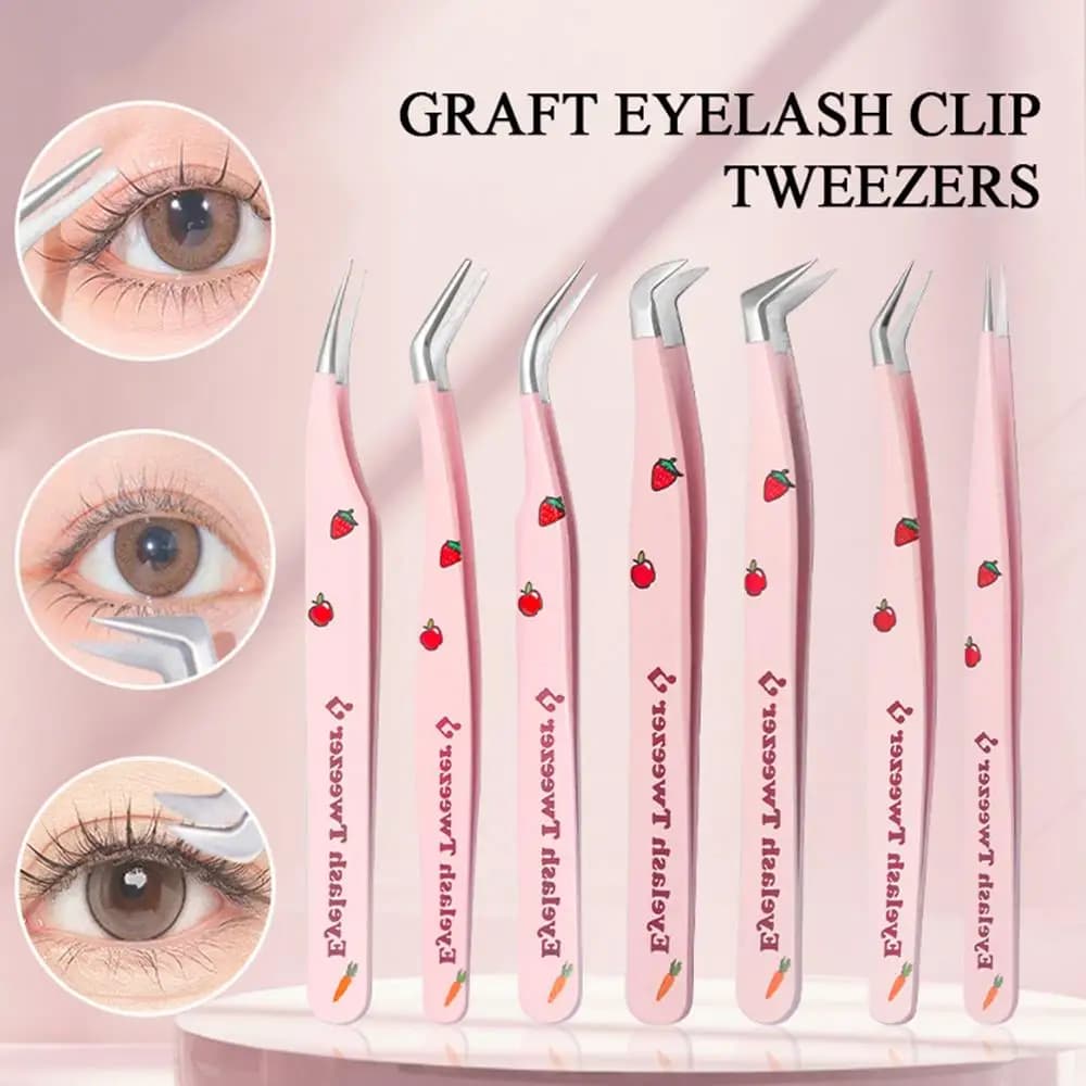 Ultra Fine Eyelash Tweezers Eyelash Grips Pick Up Clips Fin Eyelashes Stainless Steel Makeup Tools 2 Piece Set