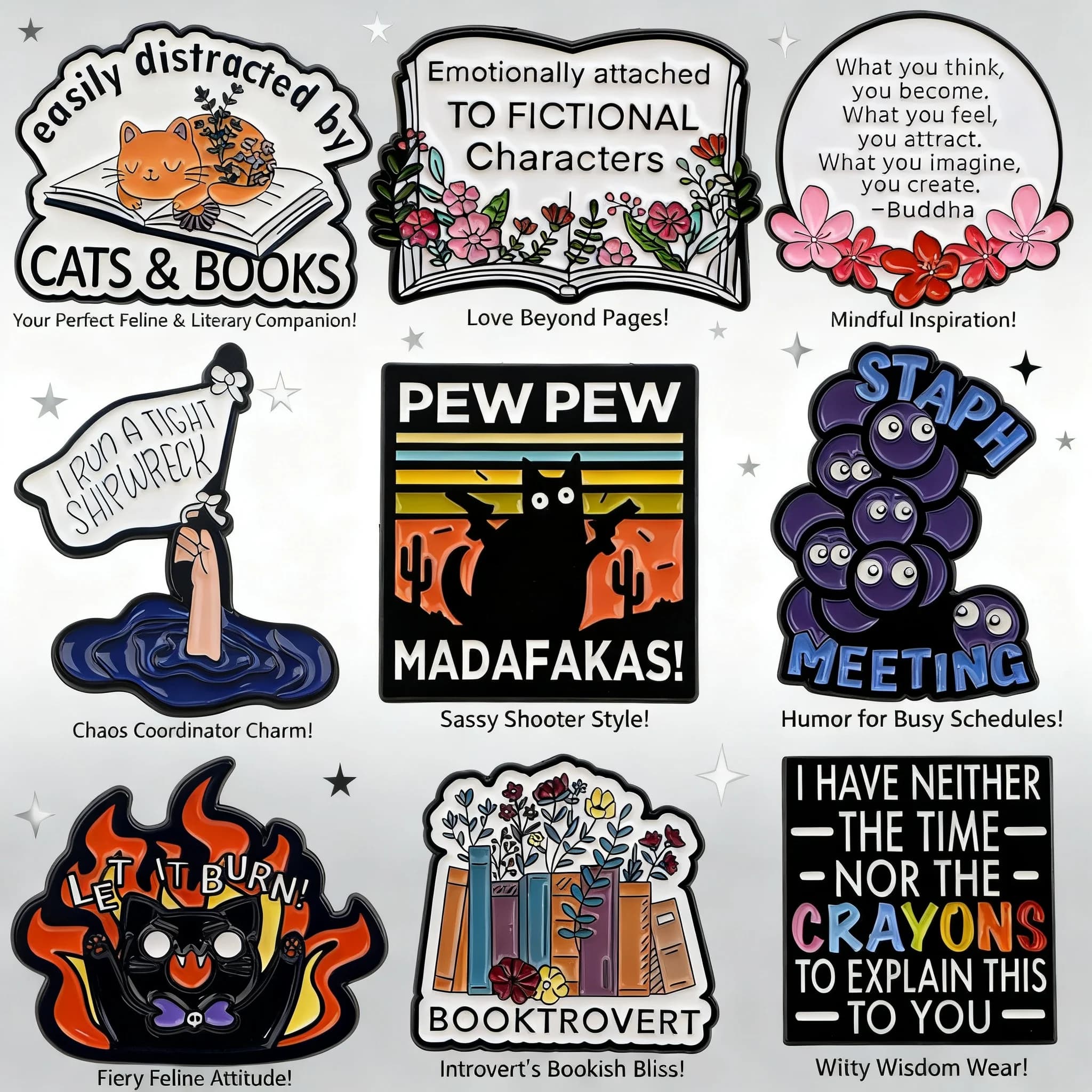 Spilla smaltata Gatto Nero, graziosa spilla da bavero, accessori di moda per zaini, libri, cosplay, giocattoli, regalo con citazioni e