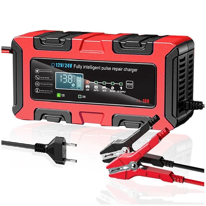 Intelligent Car Charger 10A 12V/24V Electric Bike Charger for Lead GEL batteries EU-ELEC Plug