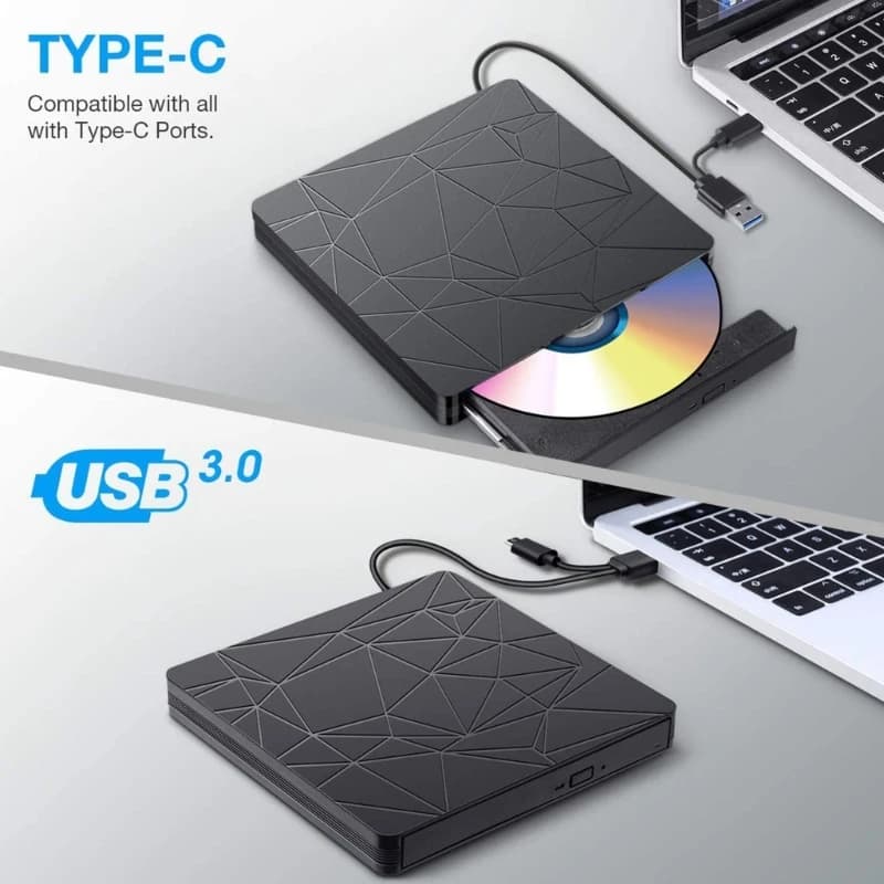 M5TD External Disc Drive with USB Port and Memory Card Card Reader USB Type C Compatibles Laptop