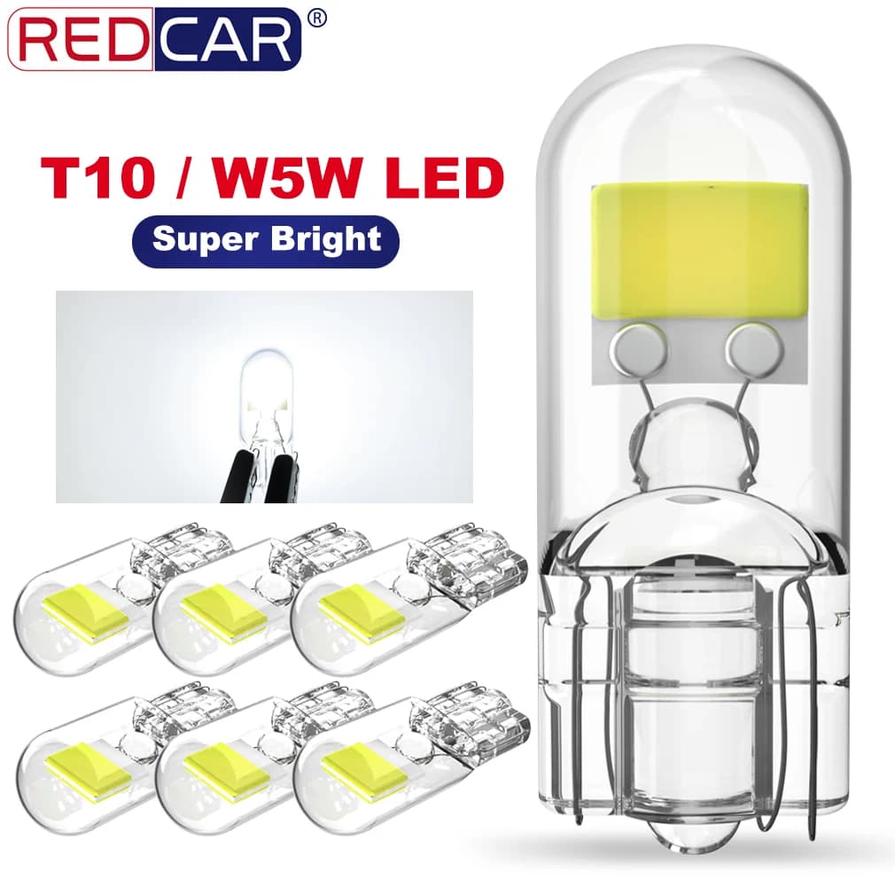 2/6x W5W T10 Led Canbus Led bulb W5W COB sapphire Led wedge bulb without 6000K 168 194 Led 5w5 dome reading bulb for interior car