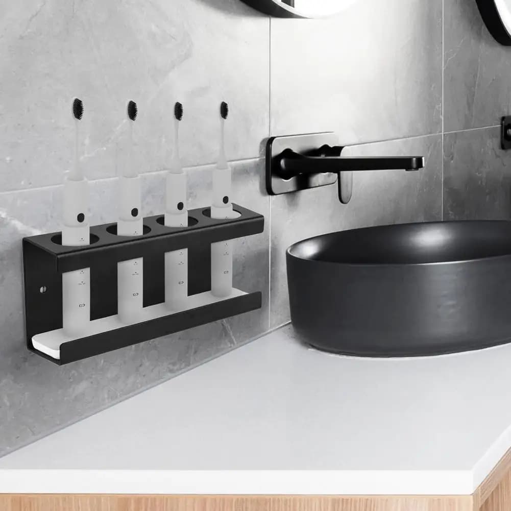 Electric brush holder for bathroom 4 slot sticker with diatomite base Bathroom brush holder