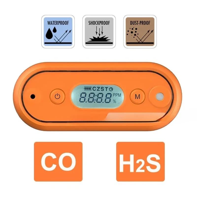 Rilevatore di gas compatto ed elegante personalizzabile per CO, H2S, O2, rilevatore di ossigeno impermeabile, rilevatore di monossido di carbonio CO