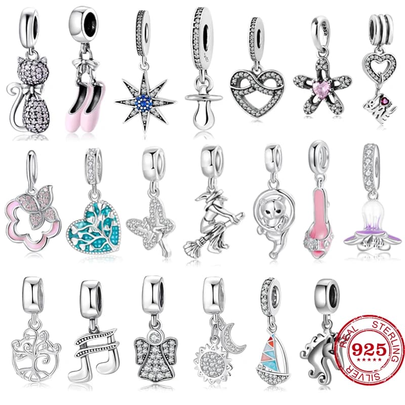 Scopa da strega affascinante profumo trucco smalto per unghie perline in argento sterling 925 adatti braccialetti con ciondoli originali gioielli in argento fai da te