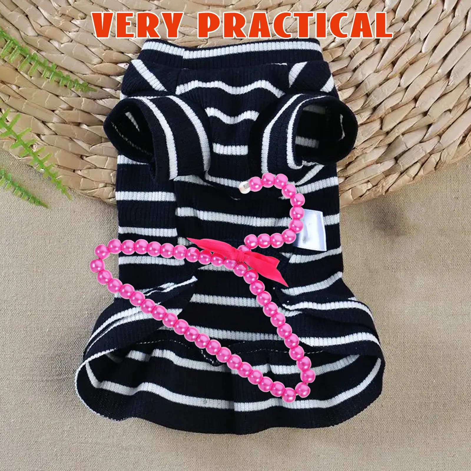 2 Pezzi Appendiabiti Creativo per Vestiti per Animali Domestici con Perle e Fiocco, Leggero e Portatile, per Cuccioli, Ideale per Cortili Familiari e Dormitori
