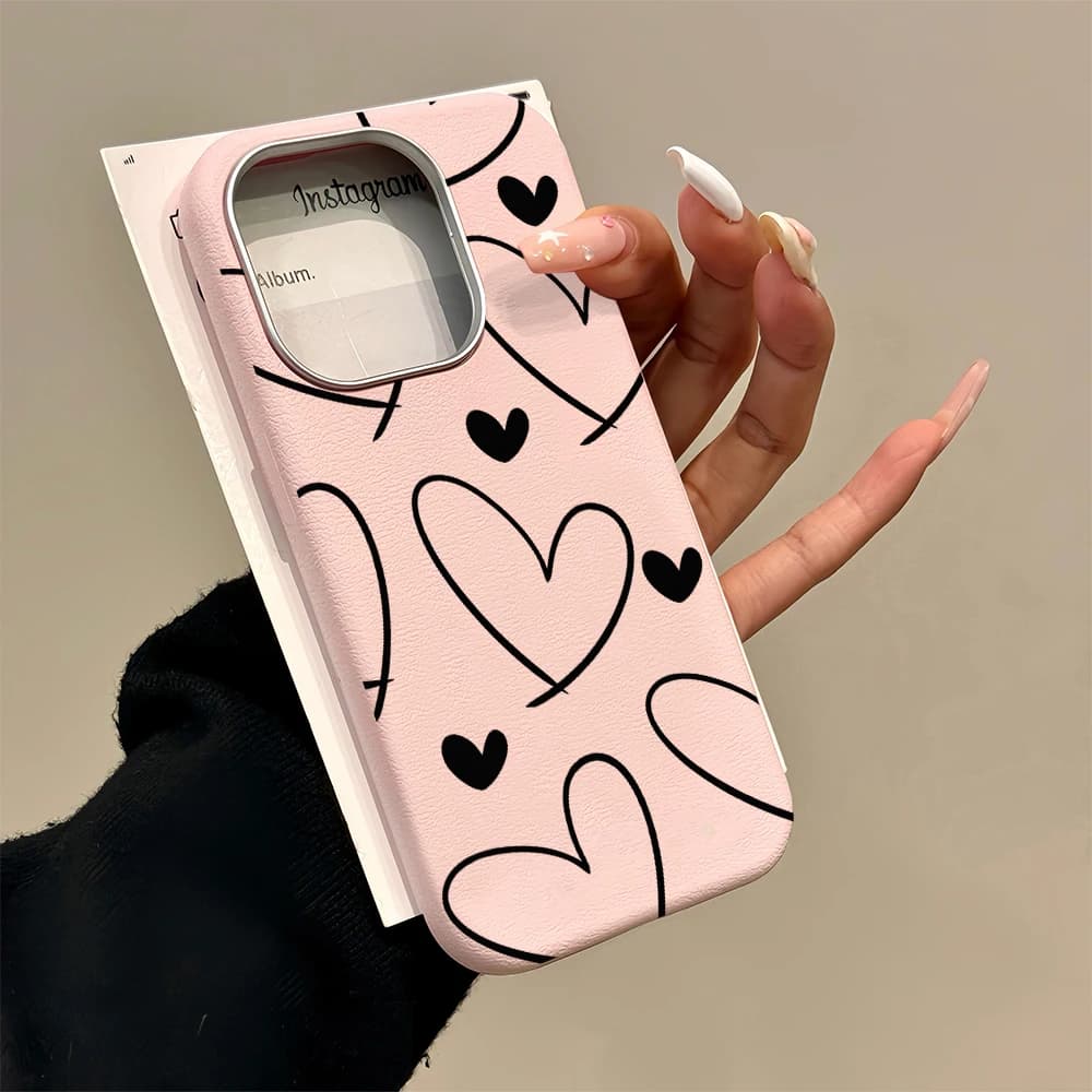 Custodia per telefono Line Love Heart per Samsung S25 S24 Ultra S23 S22 S21 Plus FE, per Galaxy A55 A54 A56 A36 A57 5G, lussuosa e carina, stile INS