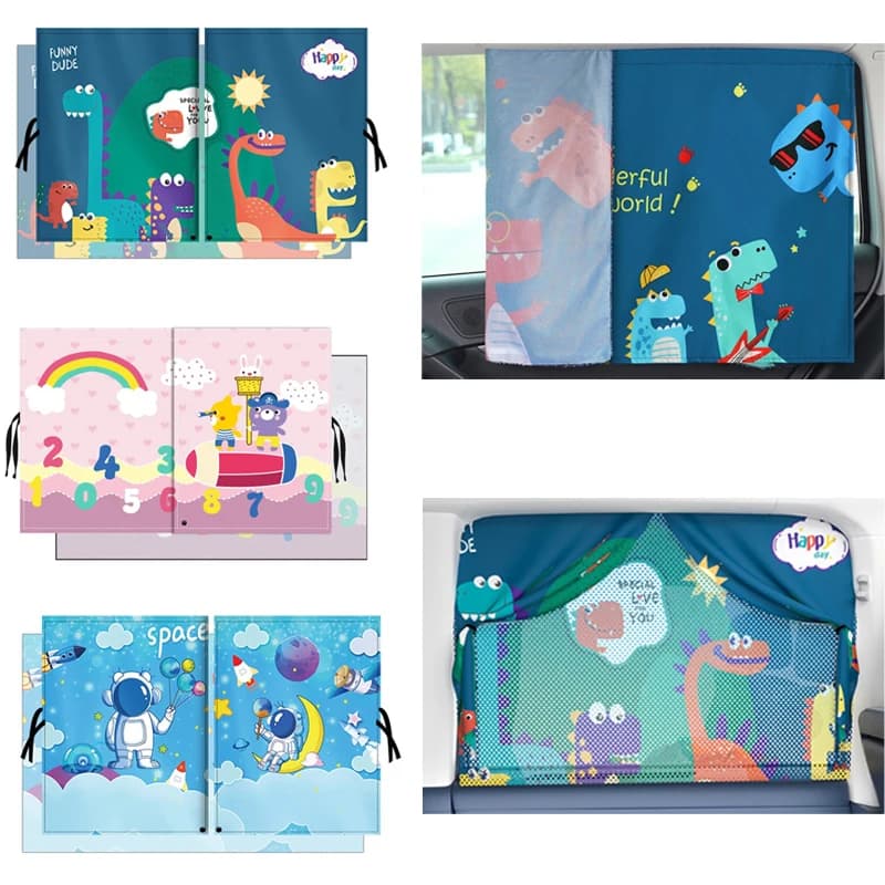 1 pz doppio strato magnetico finestrino laterale auto parasole protezione solare isolamento termico tende modello cartone animato parasole per bambini