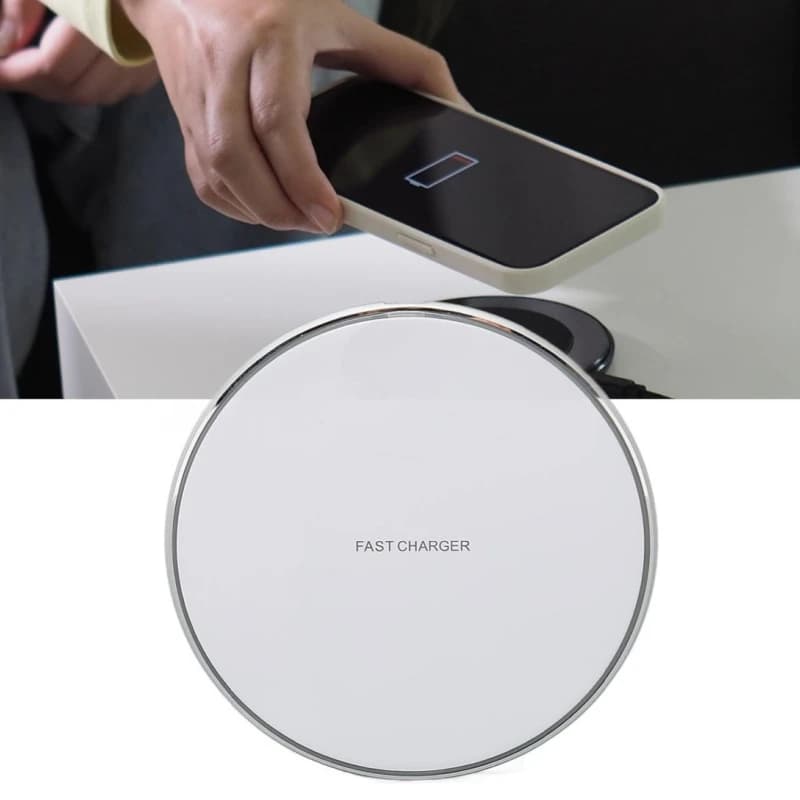 Caricatore Wireless Rotondo, Dock di Ricarica Rapida 15W per iPhone17 16 15 14 13 12 11 XR, Samsung S25 S23 S22 S21 S10