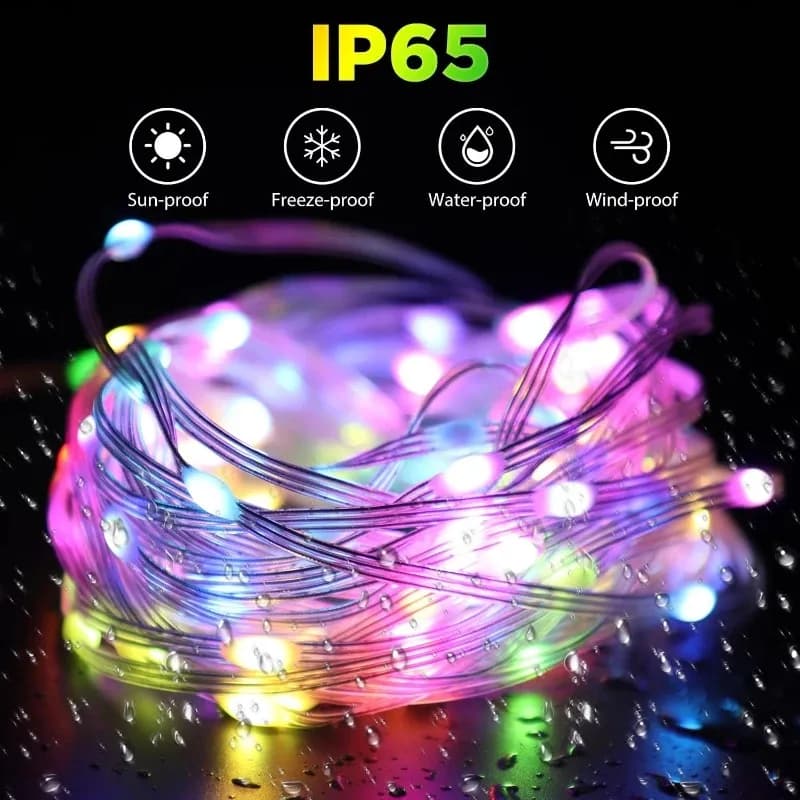 RGBIC Programmable USB LED Fairy Lights, Bluetooth App Control String Lights for Christmas Birthday Party