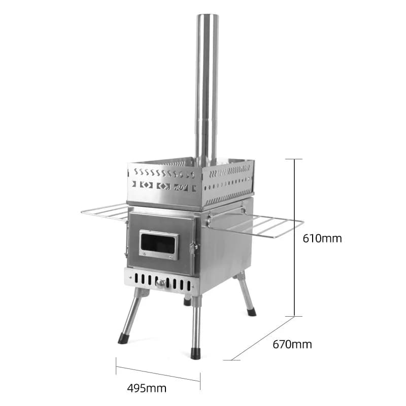 Tenda da campeggio da cucina con stufa a legna stufa da sauna in acciaio inossidabile stufa a legna portatile pieghevole per uso domestico all'ingrosso