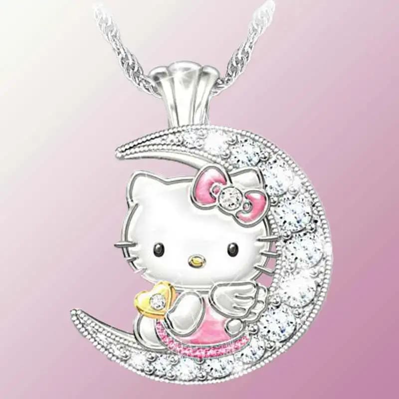 Nuovo Sanrio Hello Kitty Anime lega carino Kawaii creativo stile luna gattino collana cartone animato semplice ciondolo per bambini regalo di festa