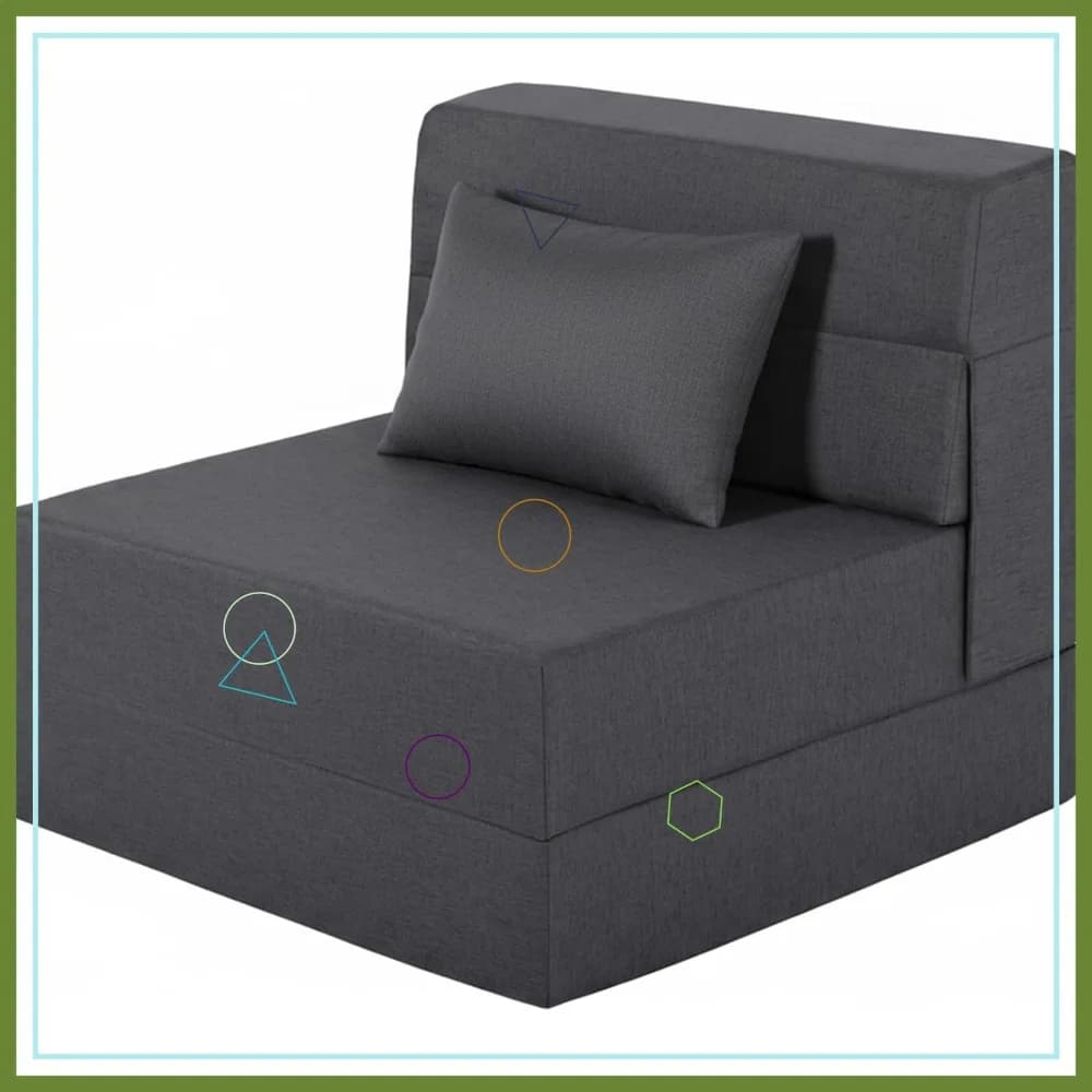 Divano letto pieghevole con cuscino, poltrona trasformabile, misura singola, grigio scuro