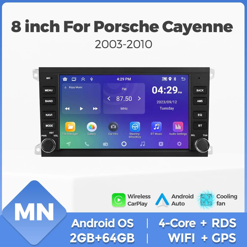 Sistema audio intelligente per auto MEKEDE&NAVIFLY per Porsche Cayenne 955 957 9PA 2002 - 2010, lettore multimediale centrale Carplay.