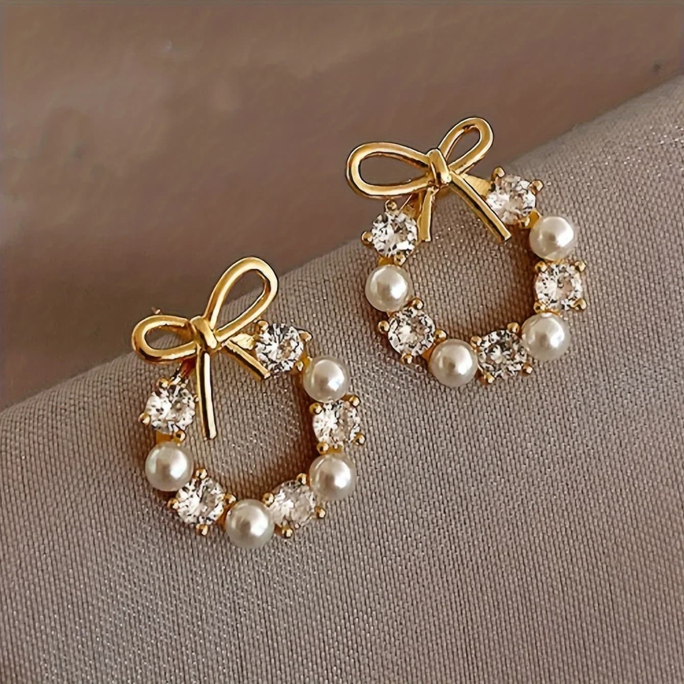 1 pair of retro elegant simple bow personalized design imitation pearl daily festival women fashion stud earrings
