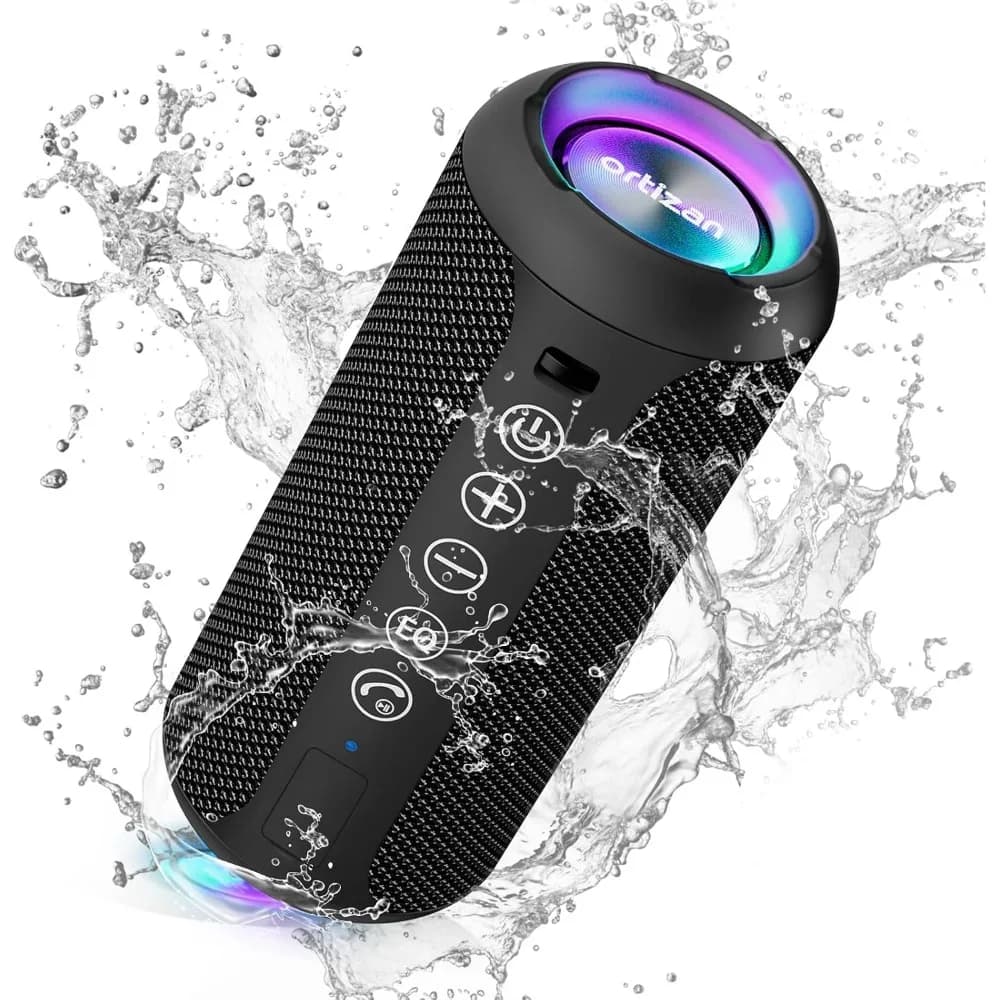 Portable Bluetooth Speaker, IPX7 Waterproof, Big Sound, 30Hrs Playtime, Home/Party/Outdoor/Beach, Perfect Birthday Gift - Black