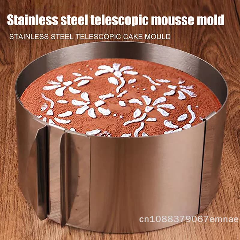 Stampo per Mousse Telescopico Regolabile in Acciaio Inox 6-8cm Antiruggine con Scala, Strumento per Pasticceria Riutilizzabile