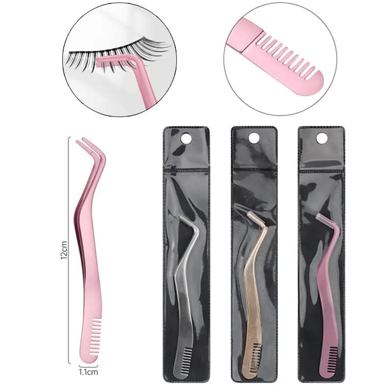 1Pc Ciglia Pettine Stainless Steel Tweezers Non-Static Non-Magnetic Professional Extension Eyelash Fins Sweezers Makeup Tools
