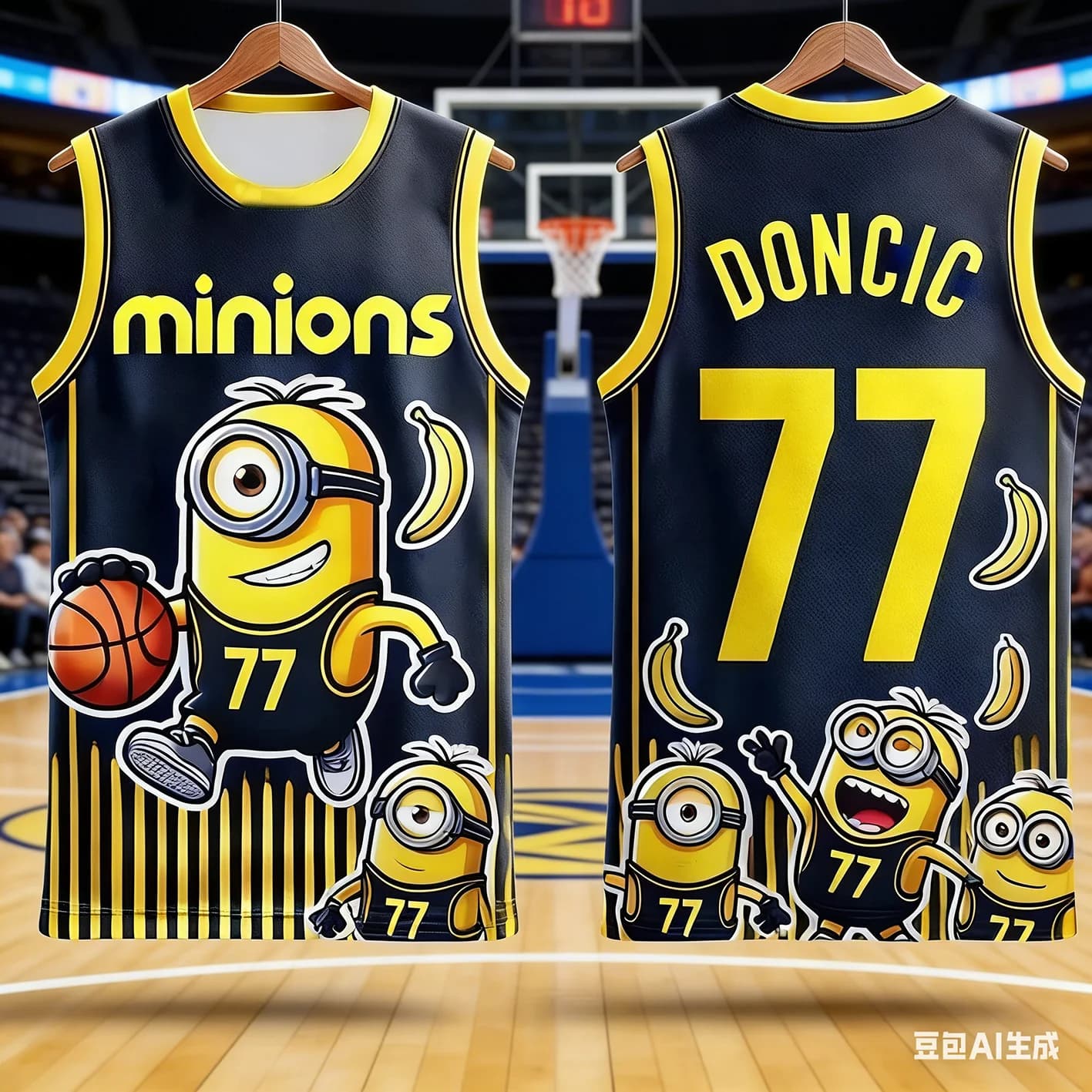 Maglia da basket estiva 26 Summer Minions Easton Chico numero 77, ad asciugatura rapida, senza maniche, gialla, Minion, per uomo e donna
