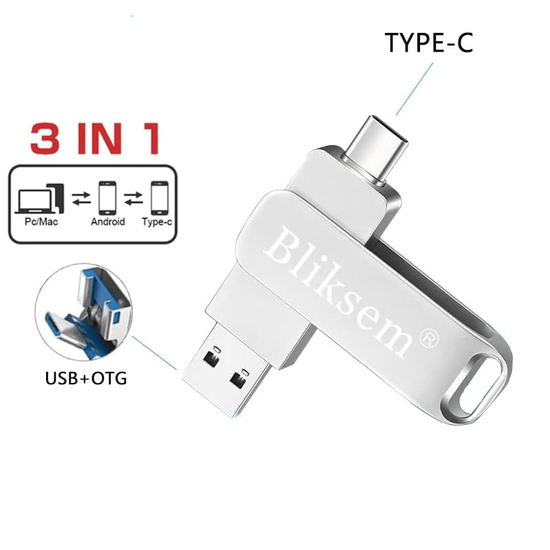 Pen Drive 64 GB OTG 128 GB Tipo C Chiavetta USB 2.0 Chiavetta di memoria esterna per SmartPhone MacBook Tablet