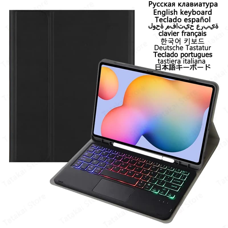 Tastiera retroilluminata arcobaleno con Touchpad per Samsung Galaxy Tab S6 Lite custodia da 10.4 pollici 2024 2022 2020 con supporto per matita