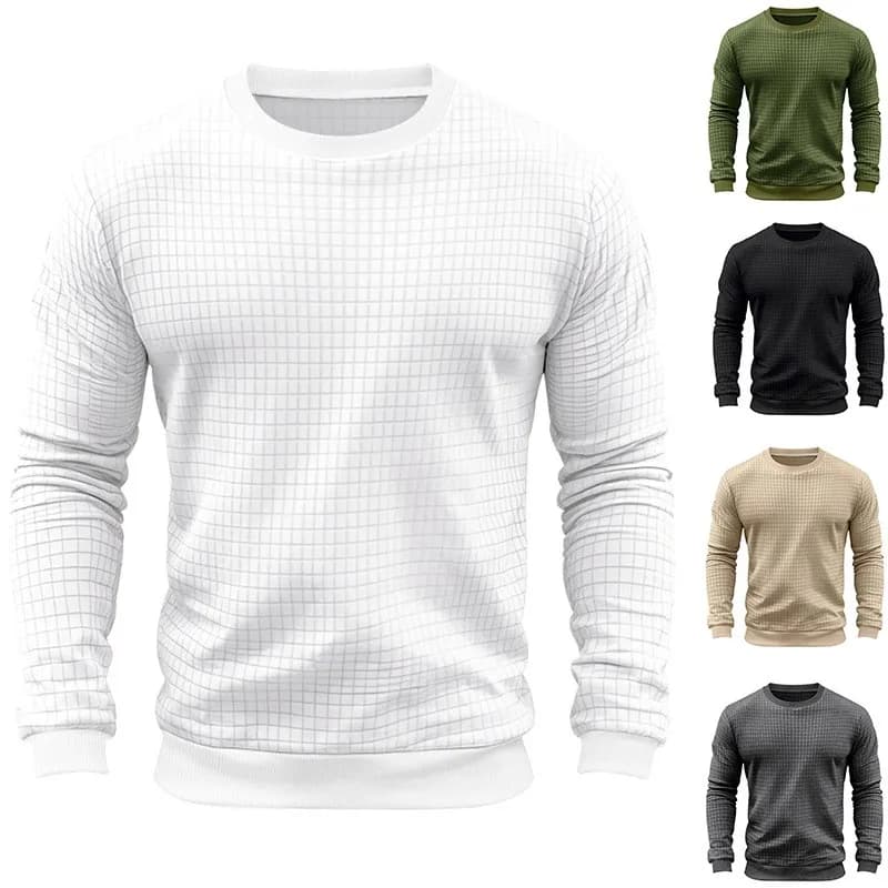 T-shirt casual slim fit nera, T-shirt verde oliva a maniche lunghe, T-shirt grigio antracite girocollo con polsini a costine