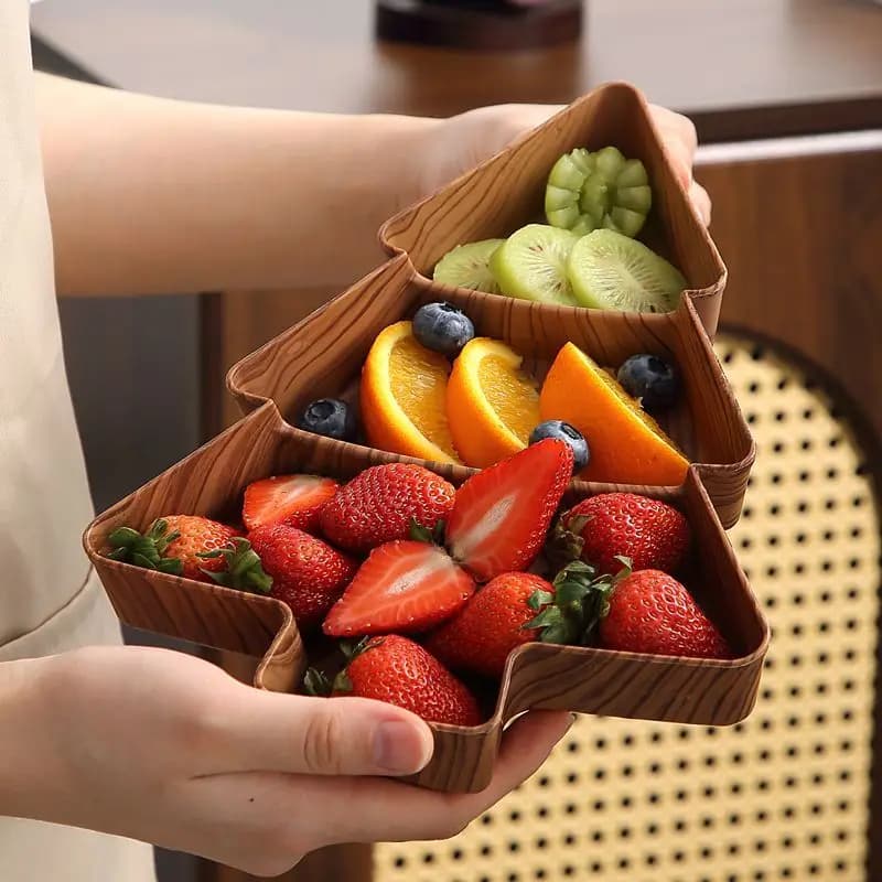 Vassoio di frutta per albero di Natale in plastica irregolare Decorazioni natalizie Vassoio di frutta secca Soggiorno Decorazioni per il desktop Stoviglie artistiche
