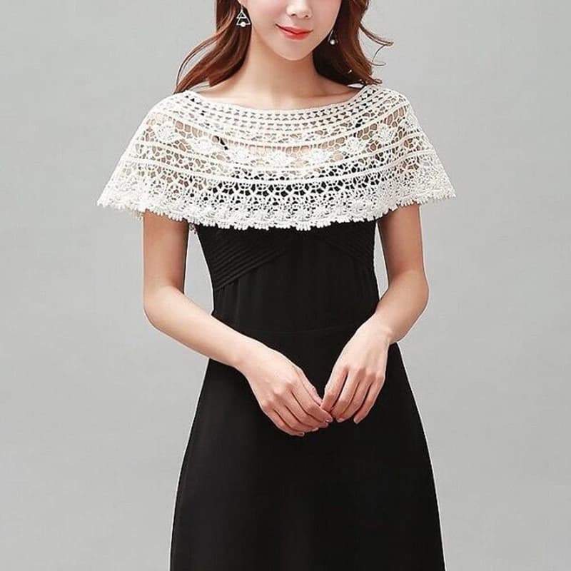 Abito da donna in maglia scavata con scialle avvolgente da sposa, abito da sera da sposa, scialle in pizzo, da sposa, con girasole, sciarpa in pizzo, coprispalle, mantello, poncho