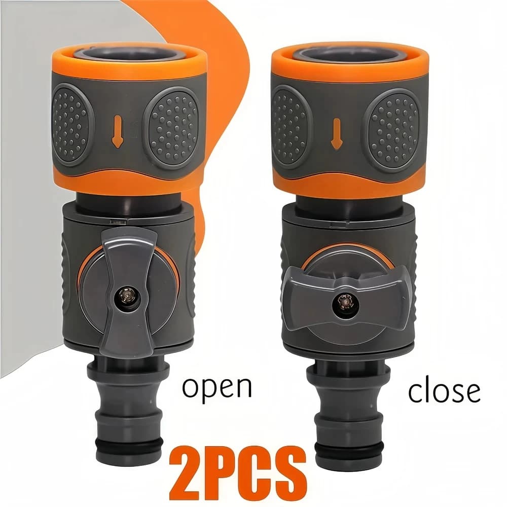 2 Pcs Quick Connect Garden Hose Adapter with Ball Valve Fits 1/2", 3/8", 3/4" etc Hose Quick Connectors for Lawn/Garden/Car Wash