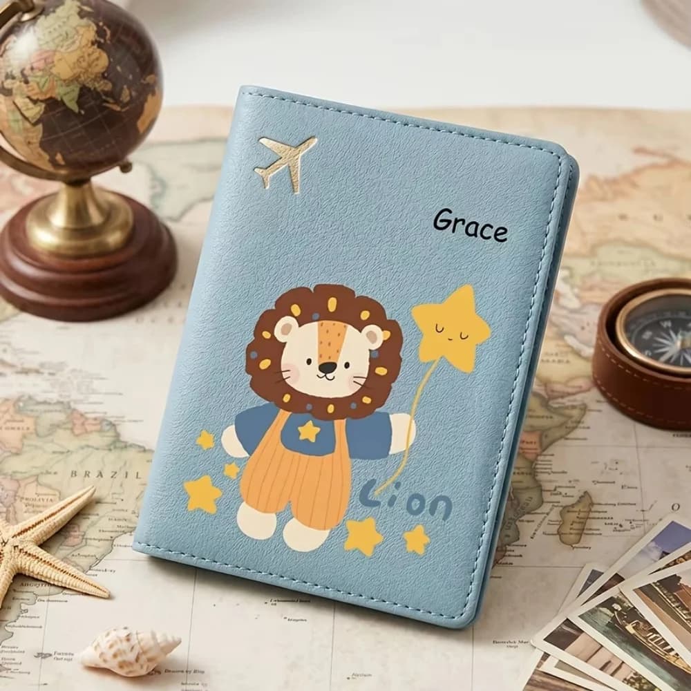 Personalized Name Passport Cover, Vegan Leather Passport Holder, Ideal Mother's Day Gift Christmas Gifts for Family Members