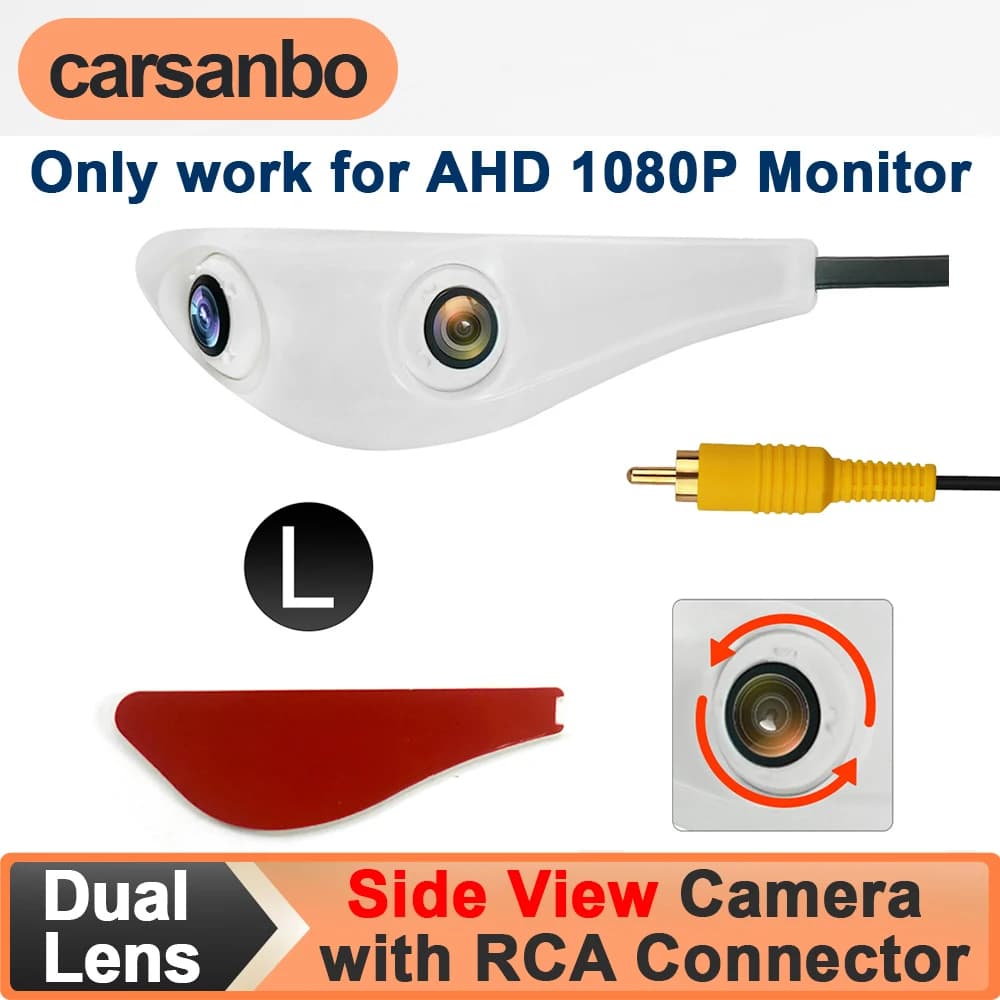 Carsanbo Auto Punto Cieco Porta Vista Laterale Telecamera Universale Berlina Veicolo Doppio Obiettivo Della Macchina Fotografica Solo per AHD 1080P Monitor RCA connettore