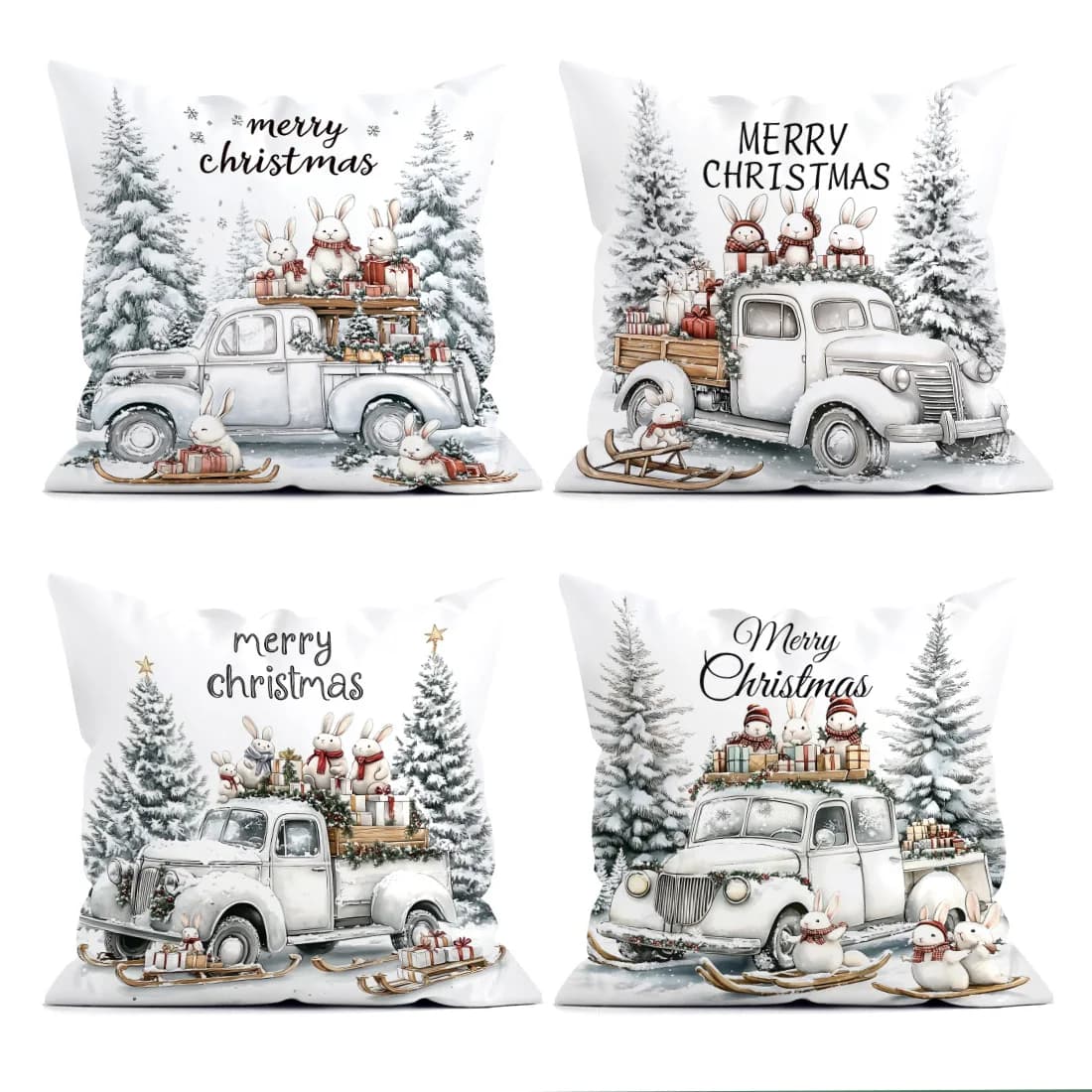 Gift Delivery Team Christmas Rabbit Cushions Federa Polyester Cushion Lining Pillow Decoration for home car sofa